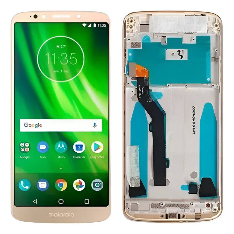 Tela Display Compatível G6 Play Nac C/ Aro Dourado Ori