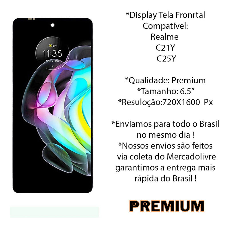 Frontal Display Tela Compatível Realme C21y C25y Rmx3261 Or