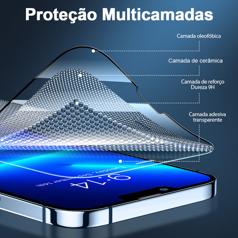 Película 9d Cerâmica iPhone 15 11 Pro Max X 13 Xr 6 7 8 Plus