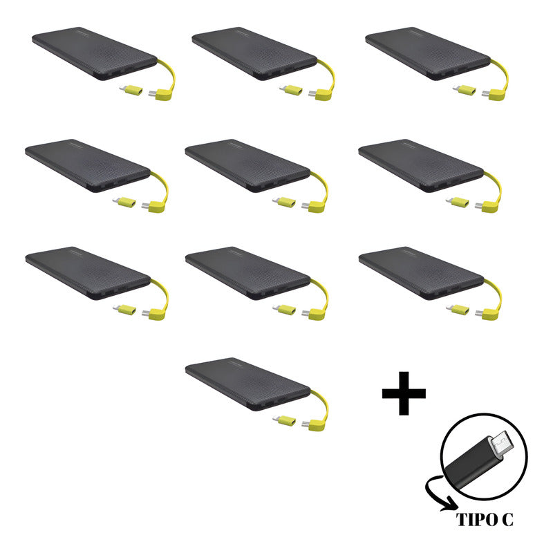 Kit 5 Power Bank Carga Rápida Pineng Portátil 5000mah Tipo C