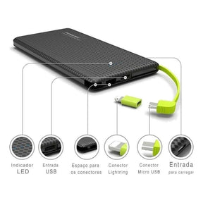 Carregador Portátil Power Bank Celular Carga Rápida Branco