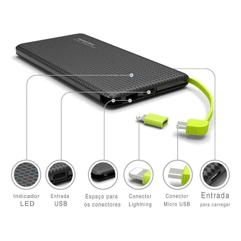 Carregador Portátil Power Bank Celular Carga Rápida Branco
