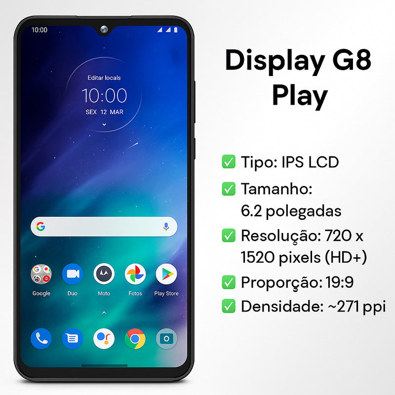Tela Frontal Display Compatível Moto G8play One Macro Xt2016